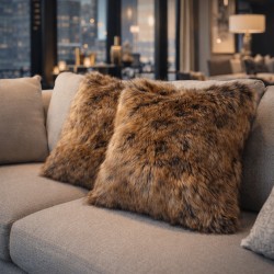 Nouveaux coussins en fausse fourrure de vison | Housses et oreillers de luxe en fourrure marron