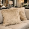 Coussins en fausse fourrure camel | Oreillers en fausse fourrure beige | Coussins unis en fausse fourrure