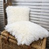 Cream Mongolian Faux Fur Cushion | Cream Curly Haired Fur Cushions |
