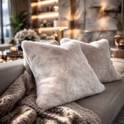 Beige Frost Fur Cushions | Luxury Faux Fur Cushions and Pillows