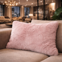 Richmond Pink Rectangular Fur Cushion | Rectangular Faux Fur Cushions |