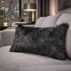 Black Bear Rectangular Cushions | Rectangular Faux Fur Cushions