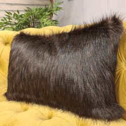 Brown Bear Rectangular Cushion | Brown Rectangular Faux Fur Cushions