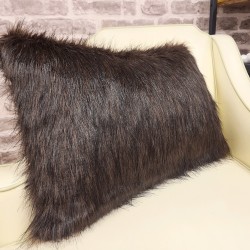 Coussin rectangulaire Ours brun | Coussin rectangulaire en fausse fourrure brune