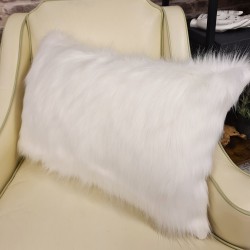 Deluxe Polar Rectangular Cushions | White Rectangular Faux Fur Cushion