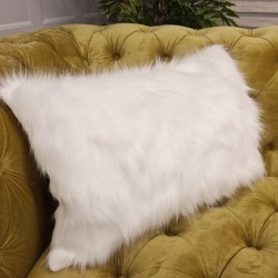 Deluxe Polar Rectangular Cushions | White Rectangular Faux Fur Cushion