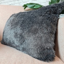 Badger Rectangular Fur Cushion | Rectangular Grey Faux Fur Cushions