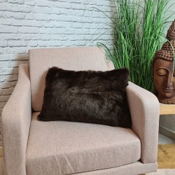 Bison Rectangular Faux Fur Cushions | Rectangular Brown Fur Cushions