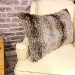 Grey Wolf Rectangular Cushions | Striped Rectangular Faux Fur Cushion