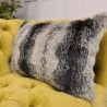 Black Wolf Rectangular Cushions | Striped Rectangular Faux Fur Cushion
