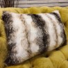 Italian Wolf Rectangular Faux Fur Cushion |  Rectangular Striped Fur Cushion