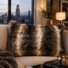 Dark Chinchilla Rectangular Fur Cushion | Rectangular Faux Fur Cushion