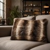 Dark Chinchilla Rectangular Faux Fur Cushion | Rectangular Striped Cushion