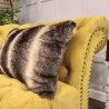 Dark Chinchilla Rectangular Faux Fur Cushion | Rectangular Striped Cushion