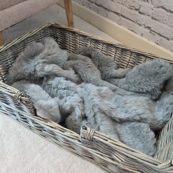 Couvertures de luxe pour chiens en fausse fourrure | Couverture pour chien en fausse fourrure gris cendré | Couverture grise
