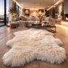 Tapis en pure peau de mouton blanc ivoire | Tapis en peau de mouton islandaise blanche naturelle