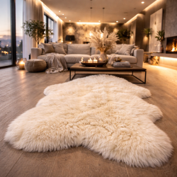 Tapis en peau de mouton islandaise blanc ivoire | Tapis en peau de mouton naturelle