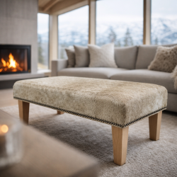 Repose-pieds extra large en cuir de vachette beige | Repose-pieds extra large en cuir de vachette