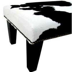 Petit repose-pieds en cuir de vachette noir et blanc | Petit repose-pieds en peau de vache