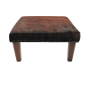 Tabouret en cuir de vachette marron bringé | Véritable pouf en cuir de vachette marron