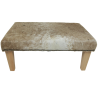 Grand repose-pieds en cuir de vachette bringé beige/crème | Pouf en véritable cuir de vachette