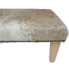 Grand repose-pieds en cuir de vachette bringé beige/crème | Pouf en véritable cuir de vachette