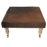 Repose-pieds en cuir de vachette marron foncé uni | Pouf en cuir de vachette marron véritable