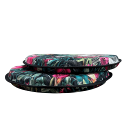 Coussins de chaise ronds en velours tropical pour bistro | Coussins de chaise circulaires en velours
