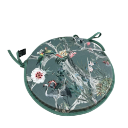 Velvet Chinoiserie Round Bistro Seat Pads | Round Velvet Chair Pads