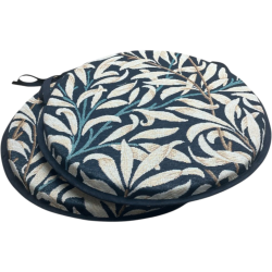 Coussins de siège ronds de style bistro, motif branches de saule et tapisserie d'ébène | Coussins de siège de style bistro