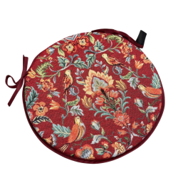 Coussins de siège ronds bistro William Red Tapestry | Coussins de siège ronds rouges bistro