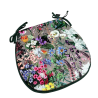 Coussins d'assise en velours Rhapsody en forme de D | Coussins d'assise classiques en velours à motif floral en forme de D