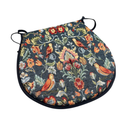 Coussins de siège en forme de D William Denim Tapestry | Coussins de siège bleus en forme de D