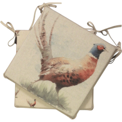 Coussins de chaise carrés réversibles motif faisan | Lot de 2, 4, 6 ou 8 coussins