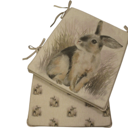 Grands coussins de chaise carrés réversibles à motif lapin | Lot de 2, 4, 6 ou 8 coussins de chaise
