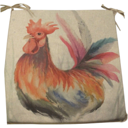 Large Rooster Reversible Square Seat Pad | Set of 2,4,6 or 8 Chair Pads