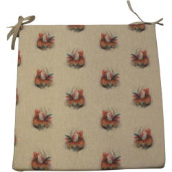 Grand coussin de chaise carré réversible à motif coq | Lot de 2, 4, 6 ou 8 coussins de chaise