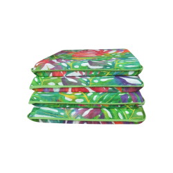 Coussin de siège carré à motifs tropicaux | Coussins de siège carrés multicolores modernes