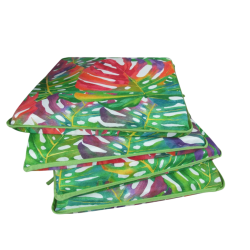 Coussin de siège carré à motifs tropicaux | Coussins de siège carrés multicolores modernes