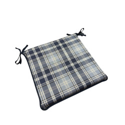 Highland Check Denim Square Seat Pads | Geometric Square Seat Pads
