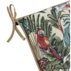 Coussins de chaise carrés en tapisserie naturelle de forêt tropicale | Coussins de chaise de forme carrée
