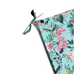 Coussins de siège carrés en velours Tranquillité | Coussins de siège carrés en velours à motif floral