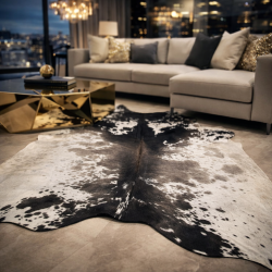 Tapis en peau de vache extra large marron et blanc cassé | Peau de vache marron extra large