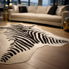 X/Large Printed Zebra Cowhide | Black & White Zebra Cowhide Rug |