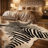 Tapis en peau de vache zébrée imprimée extra-large | Tapis en peau de vache zébrée noire et blanche |