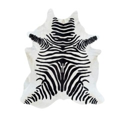 Tapis en peau de vache zébrée imprimée extra-large | Tapis en peau de vache zébrée noire et blanche |