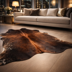 Tapis en peau de vache marron | Grande peau de vache marron | Peau à poils marron