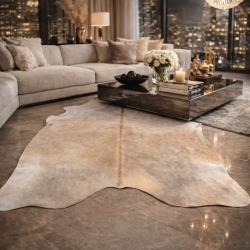 Tapis en peau de vache marron/beige double XL | Peau de vache marron clair | Peau de vache XXL |