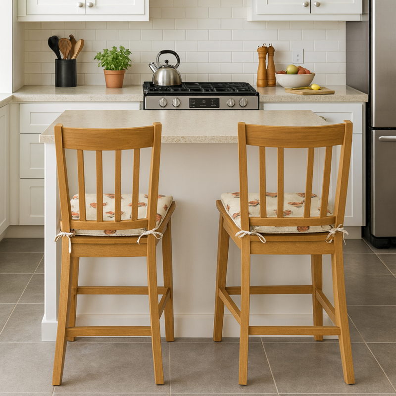 Petits coussins de chaise réversibles coniques à motif coq | Lot de 2, 4, 6 ou 8 coussins