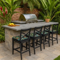 Coussins de siège coniques motif tapisserie forêt tropicale noire | Coussins de siège coniques jungle